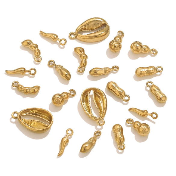 Jewelry Ornament Vacuum Gold Plated Stainless Steel Chili Gourd Pendant Accessories For Earrings Bracelet