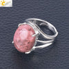 Jewelry Oval Natural Stone Crystal Alloy Women's Ring Four Claw Inlay Hollow Electroplated