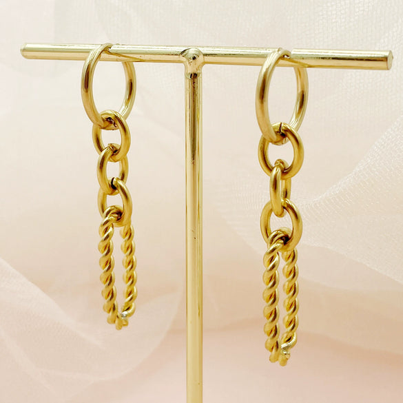 Jewelry Oval Twist Earrings Stainless Steel Electroplated