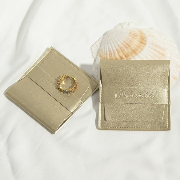 Jewelry Packaging Bag Faux Leather Pu Snap Bag For Necklace Ring Storage