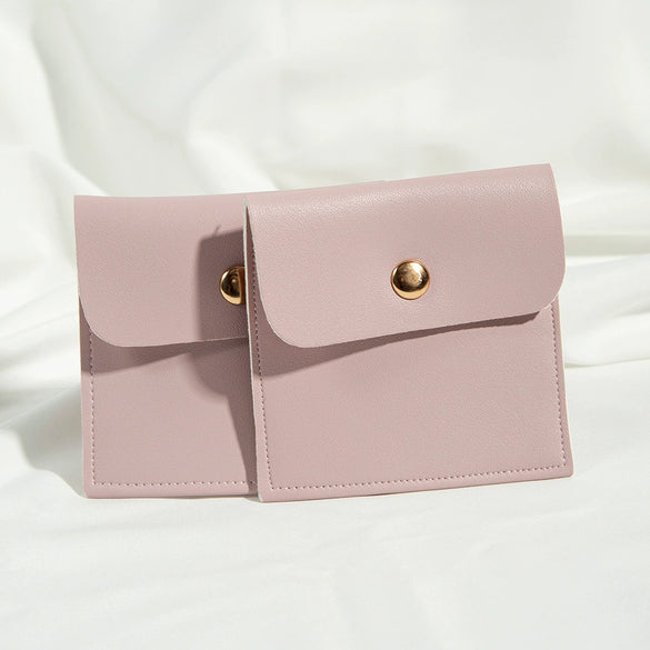 Jewelry Packaging Bag Pu Leather Flap Snap Pocket Embossing Style