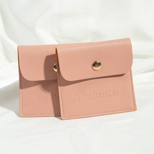 Jewelry Packaging Bag Pu Leather Flap Snap Pocket Embossing Style
