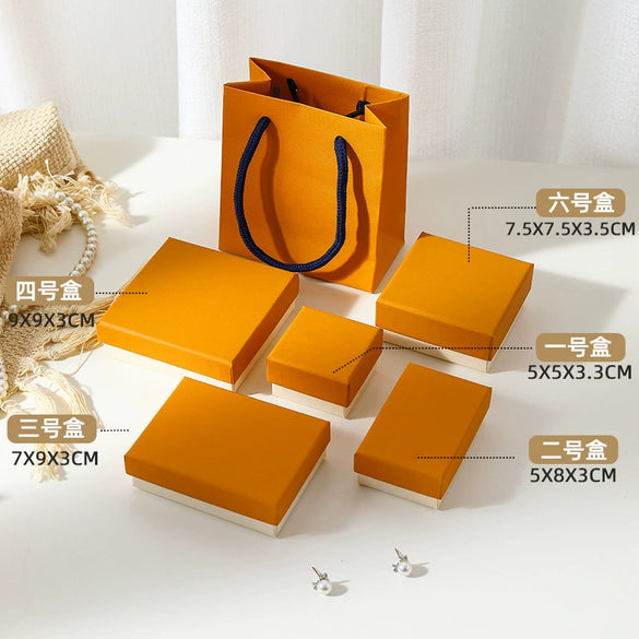 Jewelry Packaging Box Blank Yellow Bronze Neutral Heaven And Earth Cover Ring Earrings Pullout Box Paper Cardboard Material