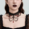 Jewelry Palace Style Black Lace Iron Chain Imitation Crystal Geometric Beaded Tassel Clavicle Necklace With Electroplating