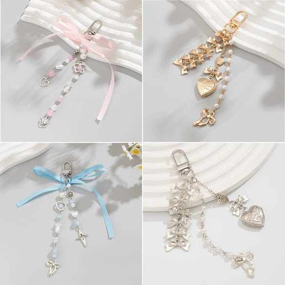 Jewelry Peach Heart Alloy Acrylic Imitation Pearls Chalcedony Webbing Handmade Pendant