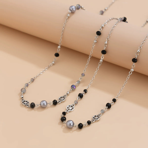 Jewelry Pearl Beaded Alloy Clavicle Chain Set U Shape Electroplating