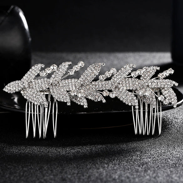 Jewelry Pearl Claw Chain Comb Leaf Shape Flower Style Electroplated Women's Bridal Hair Headdress