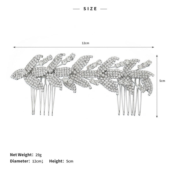 Jewelry Pearl Claw Chain Comb Leaf Shape Flower Style Electroplated Women's Bridal Hair Headdress