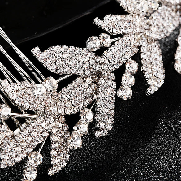 Jewelry Pearl Claw Chain Comb Leaf Shape Flower Style Electroplated Women's Bridal Hair Headdress