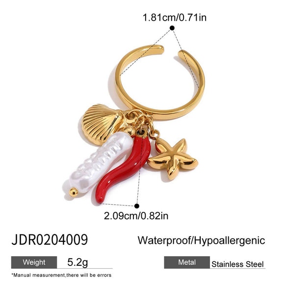 Jewelry Pearl Ring And Niche Bracelet Titanium Steel Stainless Steel Fish Pattern Electroplating For Women