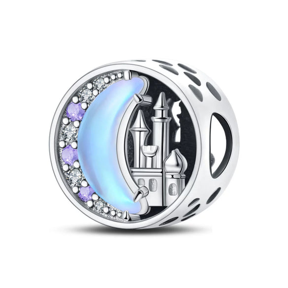 Jewelry Pendant Beads Fairy Tale Town Series Dream Castle Unicorn Silver Plated Dripping Oil Design