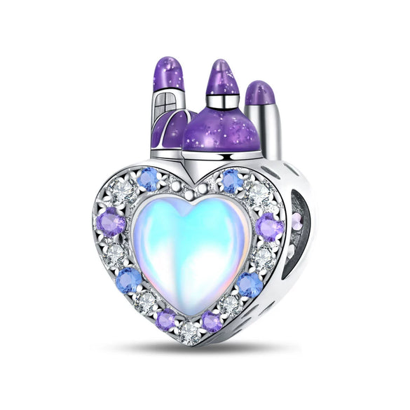 Jewelry Pendant Beads Fairy Tale Town Series Dream Castle Unicorn Silver Plated Dripping Oil Design