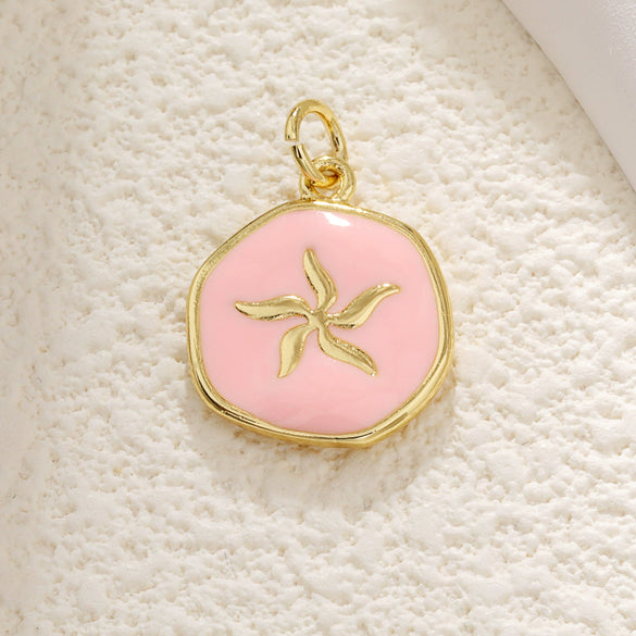 Jewelry Pendant Copper Dripping Oil Irregular Marine Fish Seahorse Conch Starfish