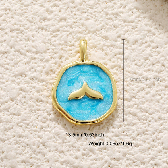 Jewelry Pendant Copper Dripping Oil Irregular Marine Fish Seahorse Conch Starfish