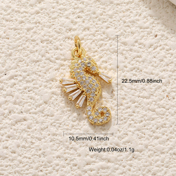 Jewelry Pendant Copper Dripping Oil Irregular Marine Fish Seahorse Conch Starfish