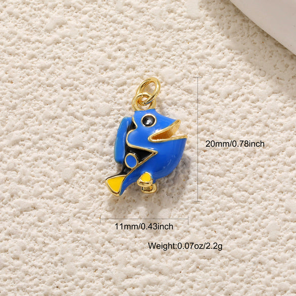 Jewelry Pendant Copper Dripping Oil Irregular Marine Fish Seahorse Conch Starfish