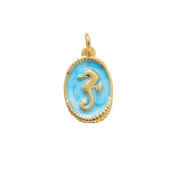 Jewelry Pendant Copper Dripping Oil Irregular Marine Fish Seahorse Conch Starfish