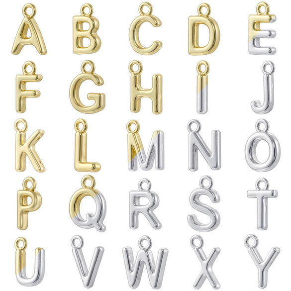 Jewelry Pendant Copper English Letter Flat Circle Glossy Handmade Electroplated