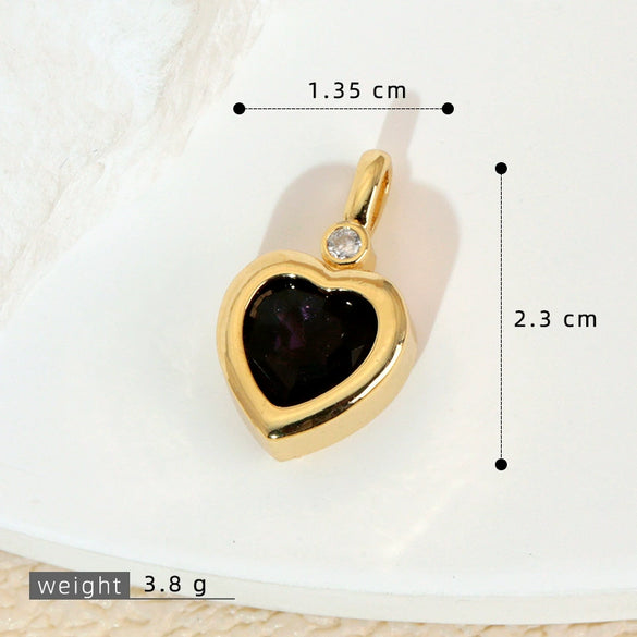 Jewelry Pendant Copper Heart Shaped Electroplated Colored Zirconium Love Design