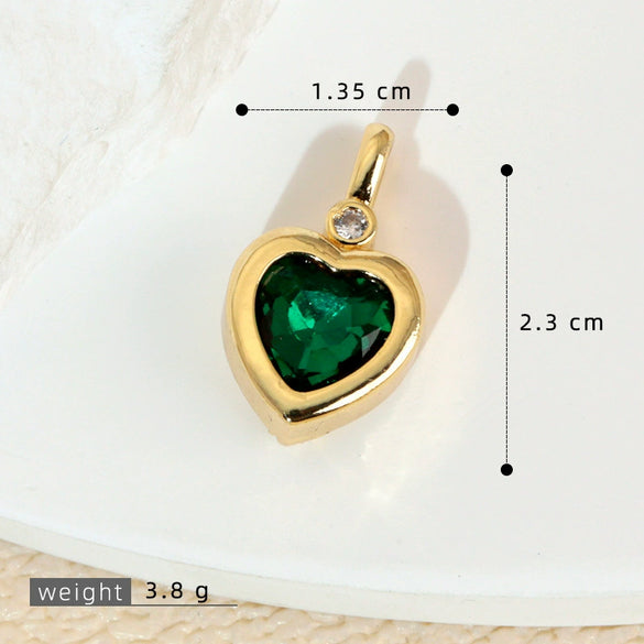 Jewelry Pendant Copper Heart Shaped Electroplated Colored Zirconium Love Design