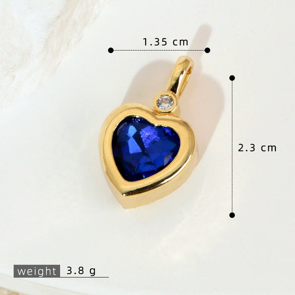 Jewelry Pendant Copper Heart Shaped Electroplated Colored Zirconium Love Design
