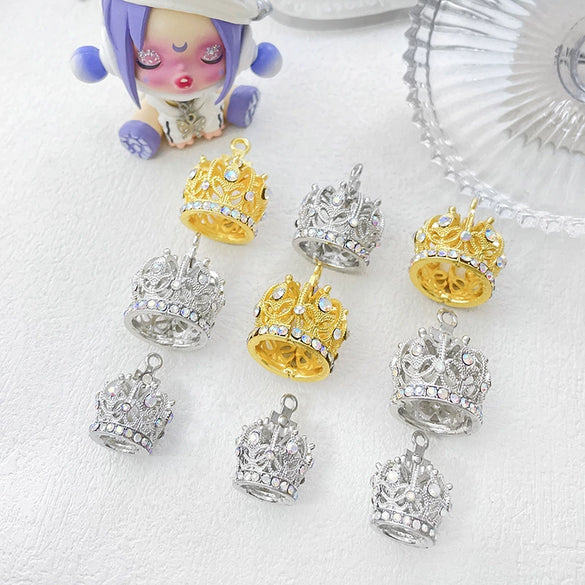 Jewelry Pendant Copper Inlaid Zirconium Three Dimensional Crown Line Pattern Electroplated Handmade