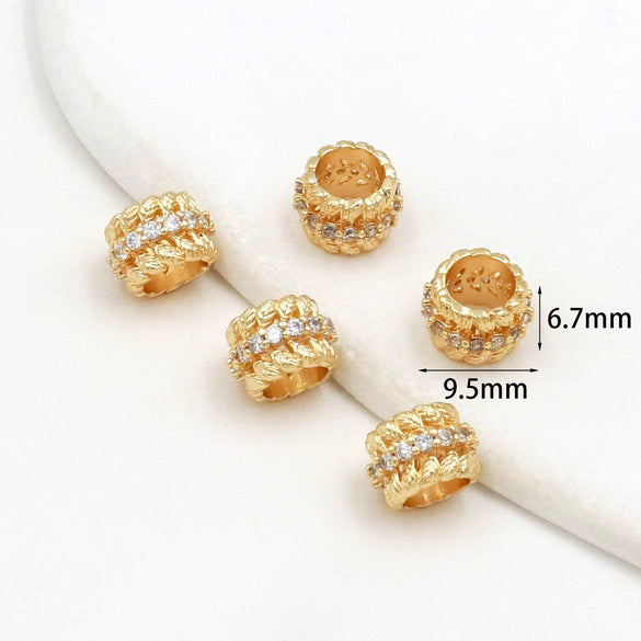 Jewelry Pendant Copper 18K Real Gold Microinlaid White Zircon Gear Fortune Bead Electroplating Versatile Minimalist
