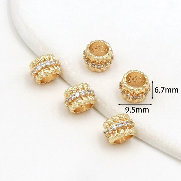 Jewelry Pendant Copper 18K Real Gold Microinlaid White Zircon Gear Fortune Bead Electroplating Versatile Minimalist