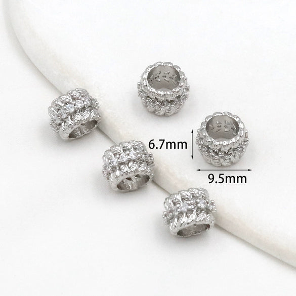 Jewelry Pendant Copper 18K Real Gold Microinlaid White Zircon Gear Fortune Bead Electroplating Versatile Minimalist