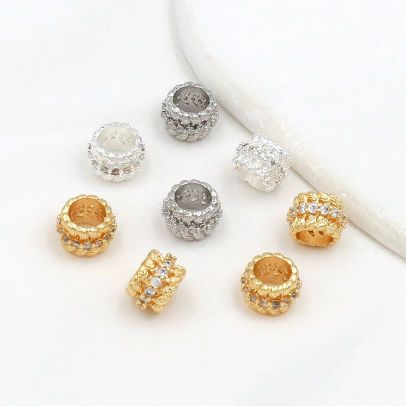 Jewelry Pendant Copper 18K Real Gold Microinlaid White Zircon Gear Fortune Bead Electroplating Versatile Minimalist