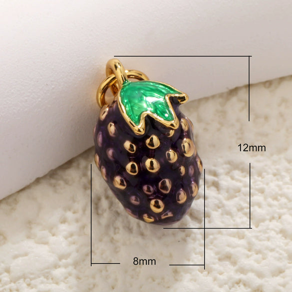 Jewelry Pendant Copper Sweet Fruit Style With Oil Dripping Design And Apple Pattern