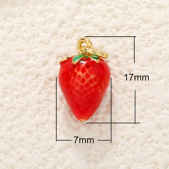 Jewelry Pendant Copper Sweet Fruit Style With Oil Dripping Design And Apple Pattern