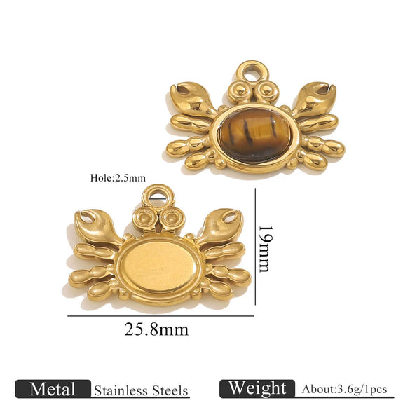 Jewelry Pendant Marine Series Stainless Steel Electroplated Seahorse Crab