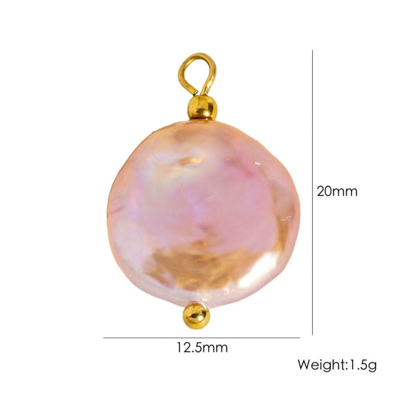 Jewelry Pendant Natural Stone Pearl Stainless Steel Geometric Electroplated Handmade