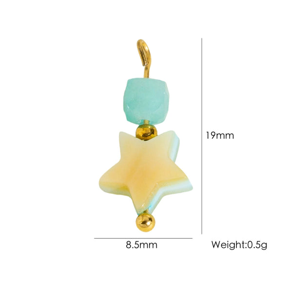 Jewelry Pendant Natural Stone Pearl Stainless Steel Geometric Electroplated Handmade