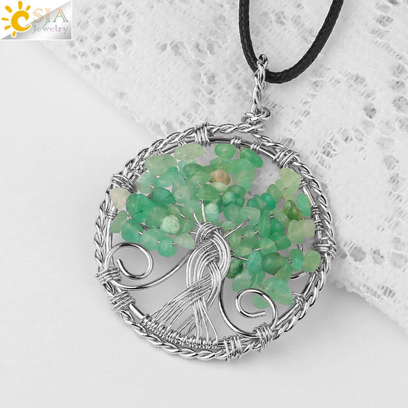 Jewelry Pendant Necklace Handmade Agate Colorful Stone Winding Wax Rope White Plated