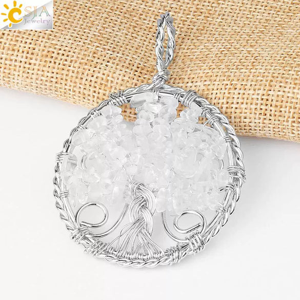 Jewelry Pendant Necklace Handmade Agate Colorful Stone Winding Wax Rope White Plated
