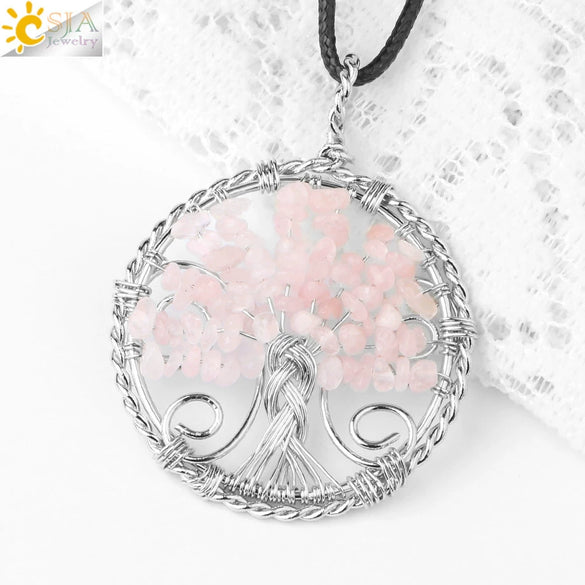 Jewelry Pendant Necklace Handmade Agate Colorful Stone Winding Wax Rope White Plated