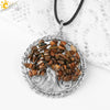 Jewelry Pendant Necklace Handmade Agate Colorful Stone Winding Wax Rope White Plated