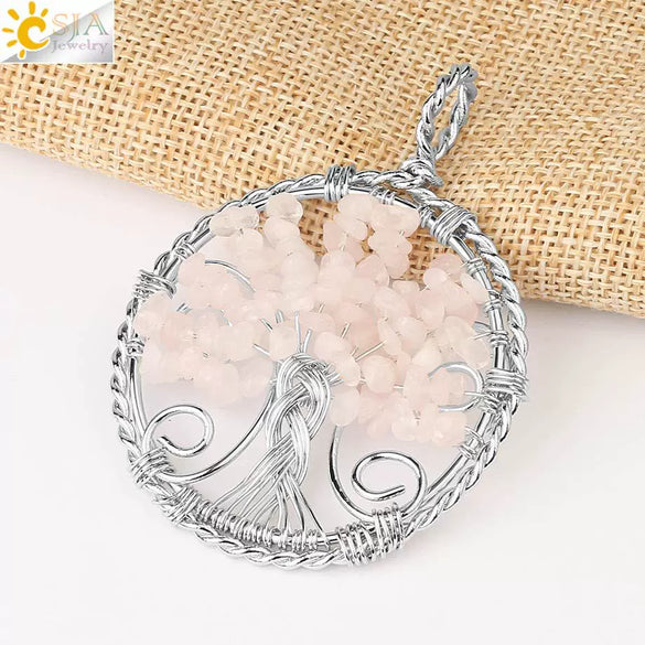 Jewelry Pendant Necklace Handmade Agate Colorful Stone Winding Wax Rope White Plated