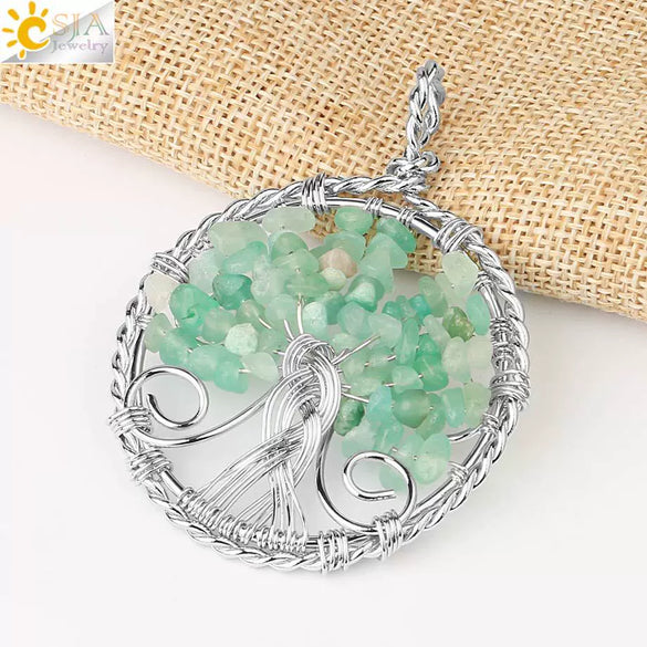 Jewelry Pendant Necklace Handmade Agate Colorful Stone Winding Wax Rope White Plated