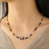 Jewelry Pendant Necklace Stainless Steel Tiger Eye Stone Shell Copper Blue Geometric Pattern Handmade