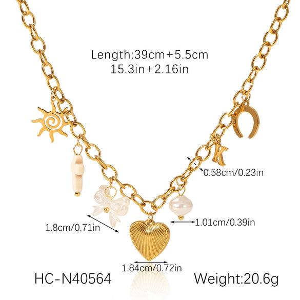 Jewelry Pendant Necklace Stainless Steel Titanium Steel Tassel Flower Bow Heart Animal Zodiac Geometric Electroplating