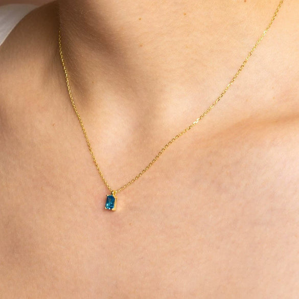 Jewelry Pendant Necklace Women Copper Zircon Geometric Plated 18K Real Gold Color Retaining