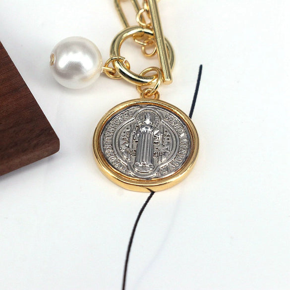 Jewelry Pendant Ring Necklace Copper Mixed Gemstone Inlay Geometric Round Electroplating Cuban Chain