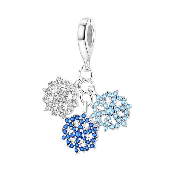 Jewelry Pendant 925 Silver White Copper Plated Love Winter Snow Flower Beads Charm For Diy Bracelet Necklace
