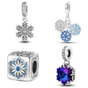 Jewelry Pendant 925 Silver White Copper Plated Love Winter Snow Flower Beads Charm For Diy Bracelet Necklace