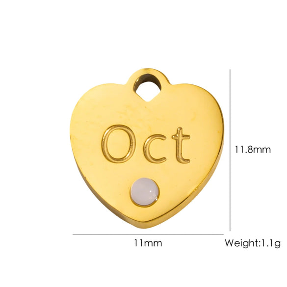 Jewelry Pendant Stainless Steel Heart Shaped Electroplated With Birthstone Pattern