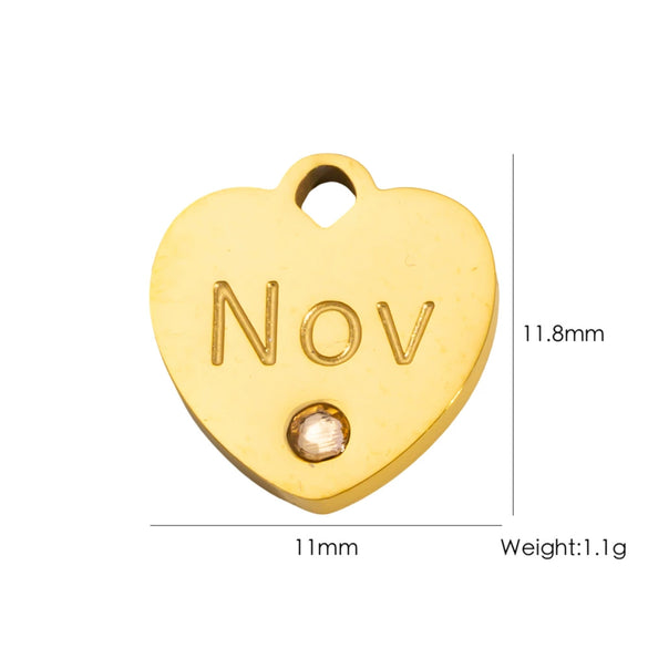 Jewelry Pendant Stainless Steel Heart Shaped Electroplated With Birthstone Pattern