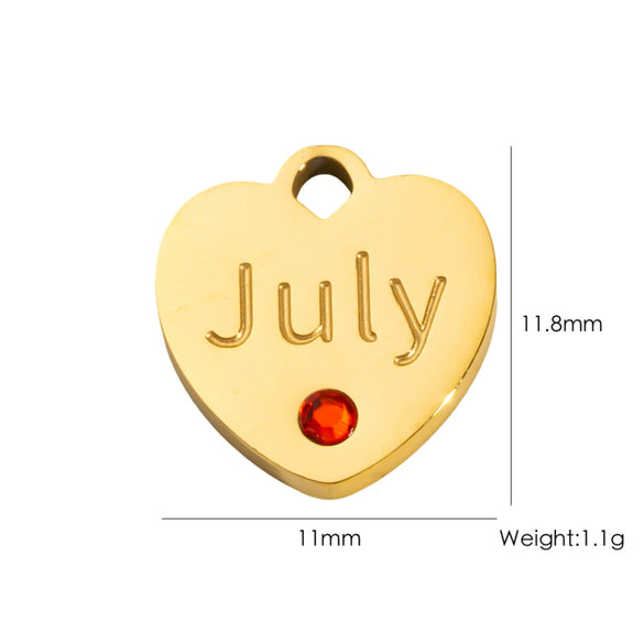 Jewelry Pendant Stainless Steel Heart Shaped Electroplated With Birthstone Pattern